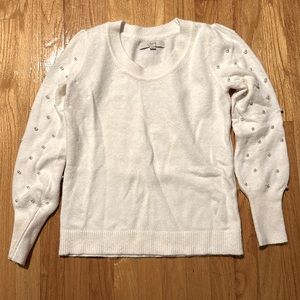 Pearl embellished ivory sweater, size xs